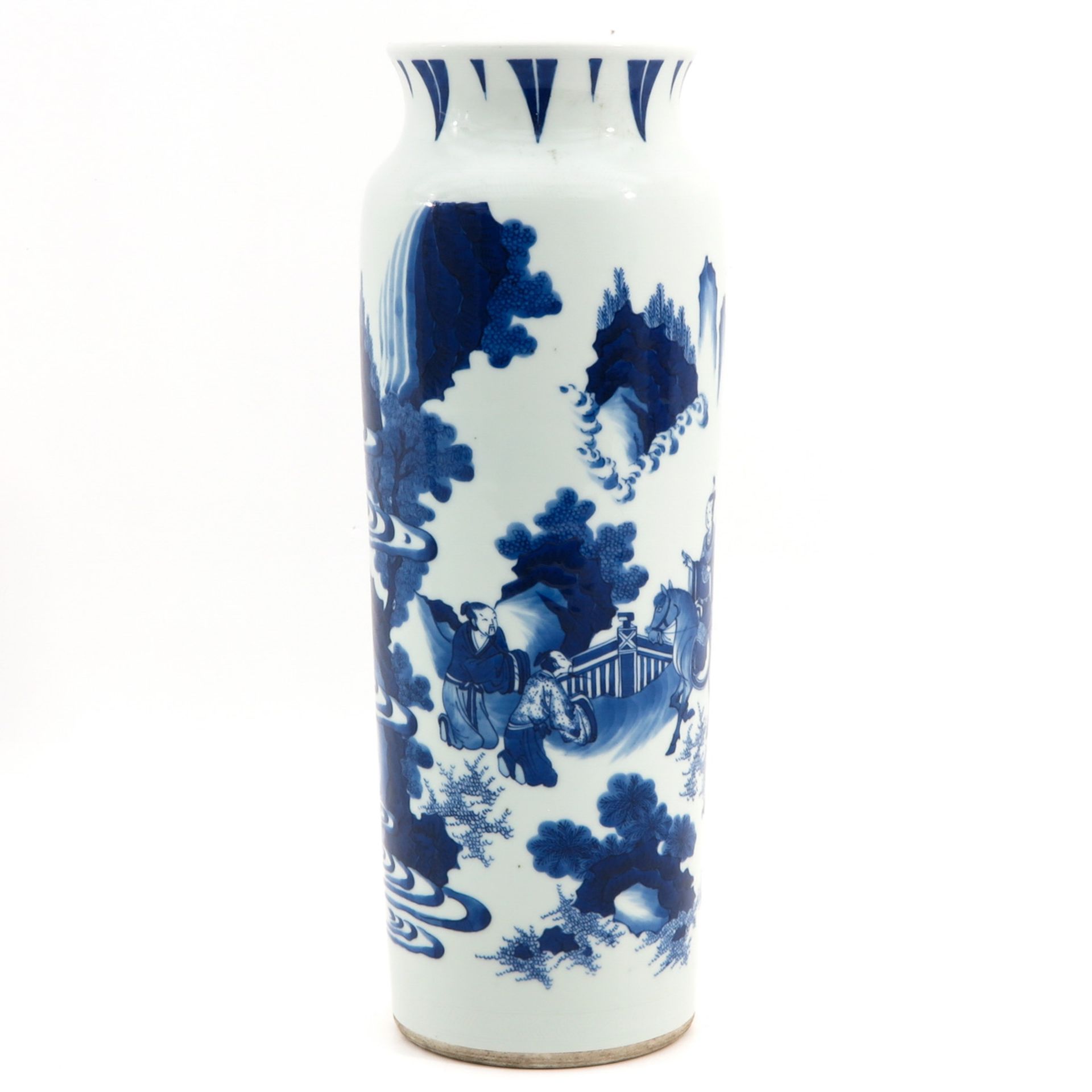 A Blue and White Roll Wagon Vase - Image 4 of 10