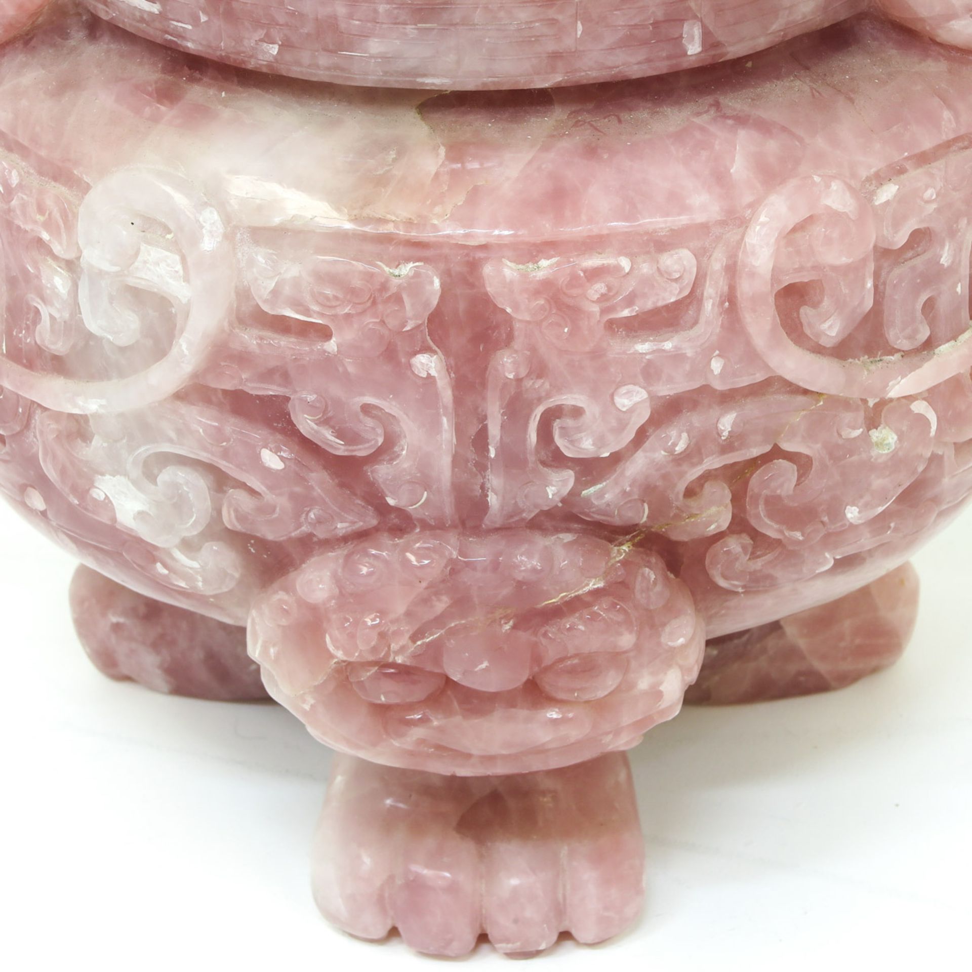 A Large Rose Quartz Censer and Cover - Image 9 of 10