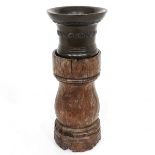 A Bronze Mortar on Wood Base