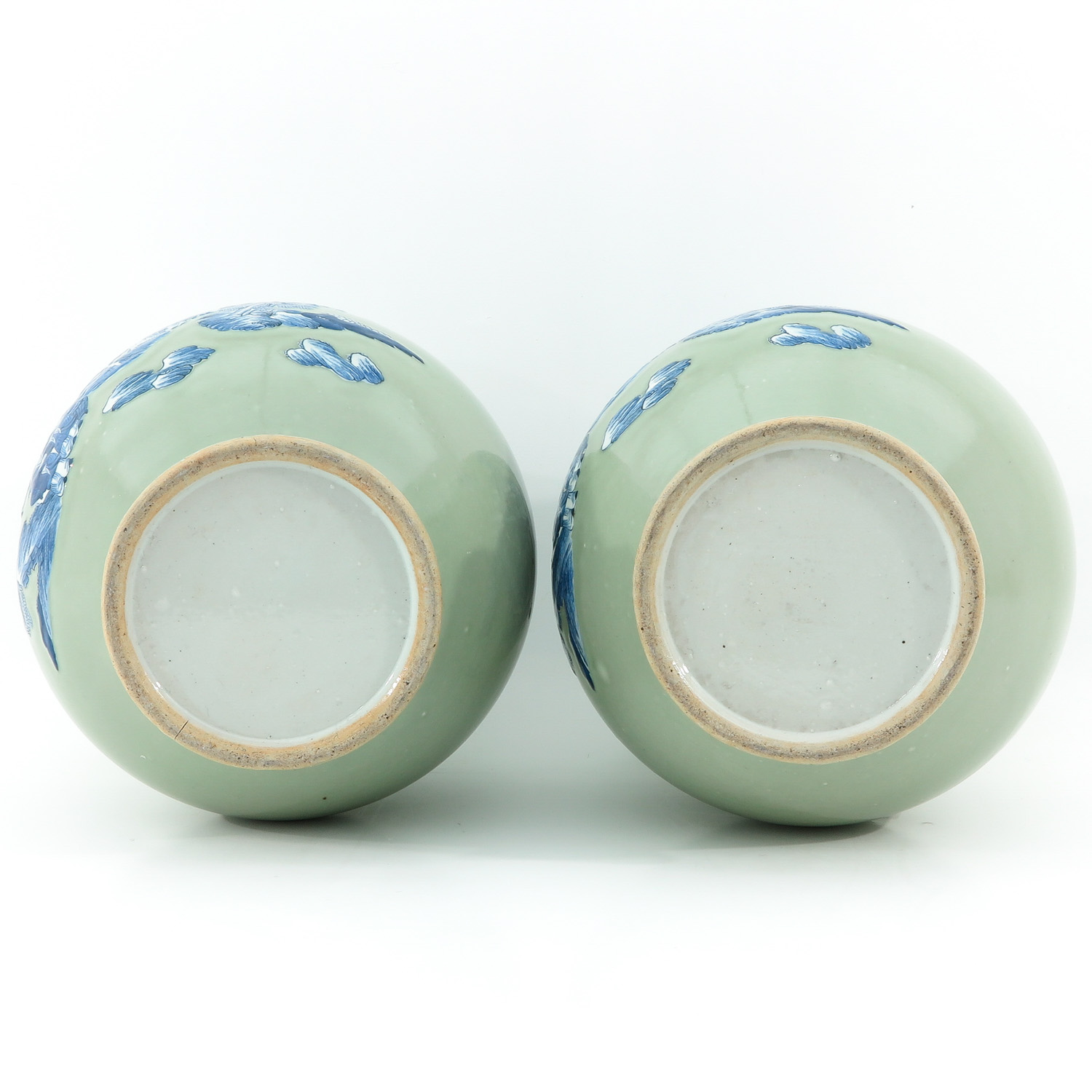 A Pair of Celadon and Blue Hu Vases - Image 6 of 10