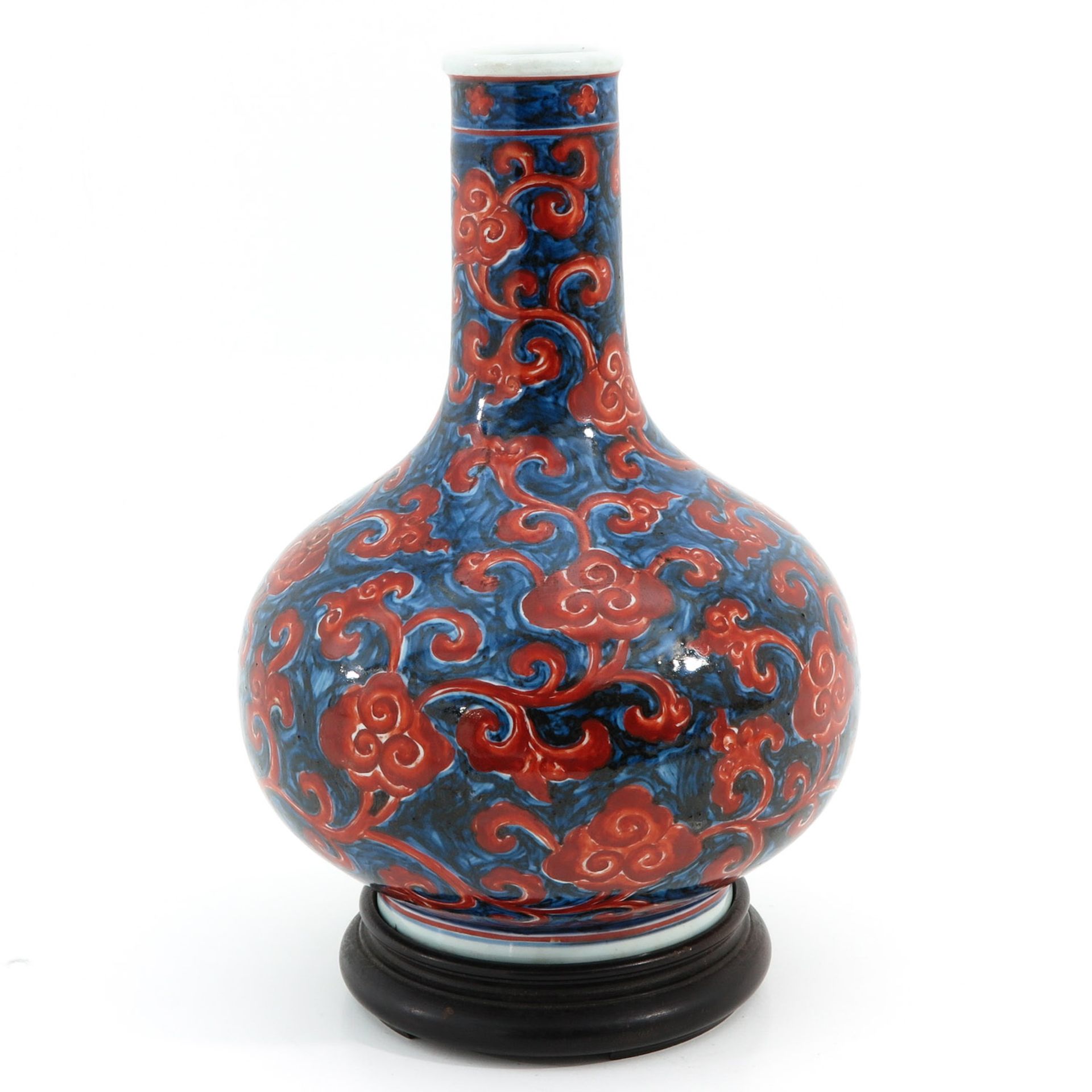 A Blue and Red Bottle Vase