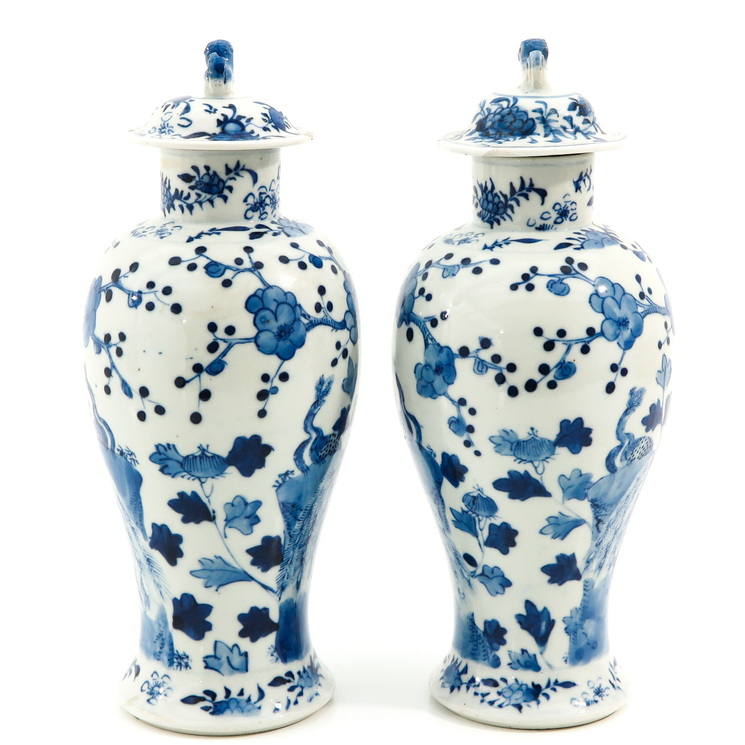 A Pair of Blue and White Covered Vases - Image 2 of 9