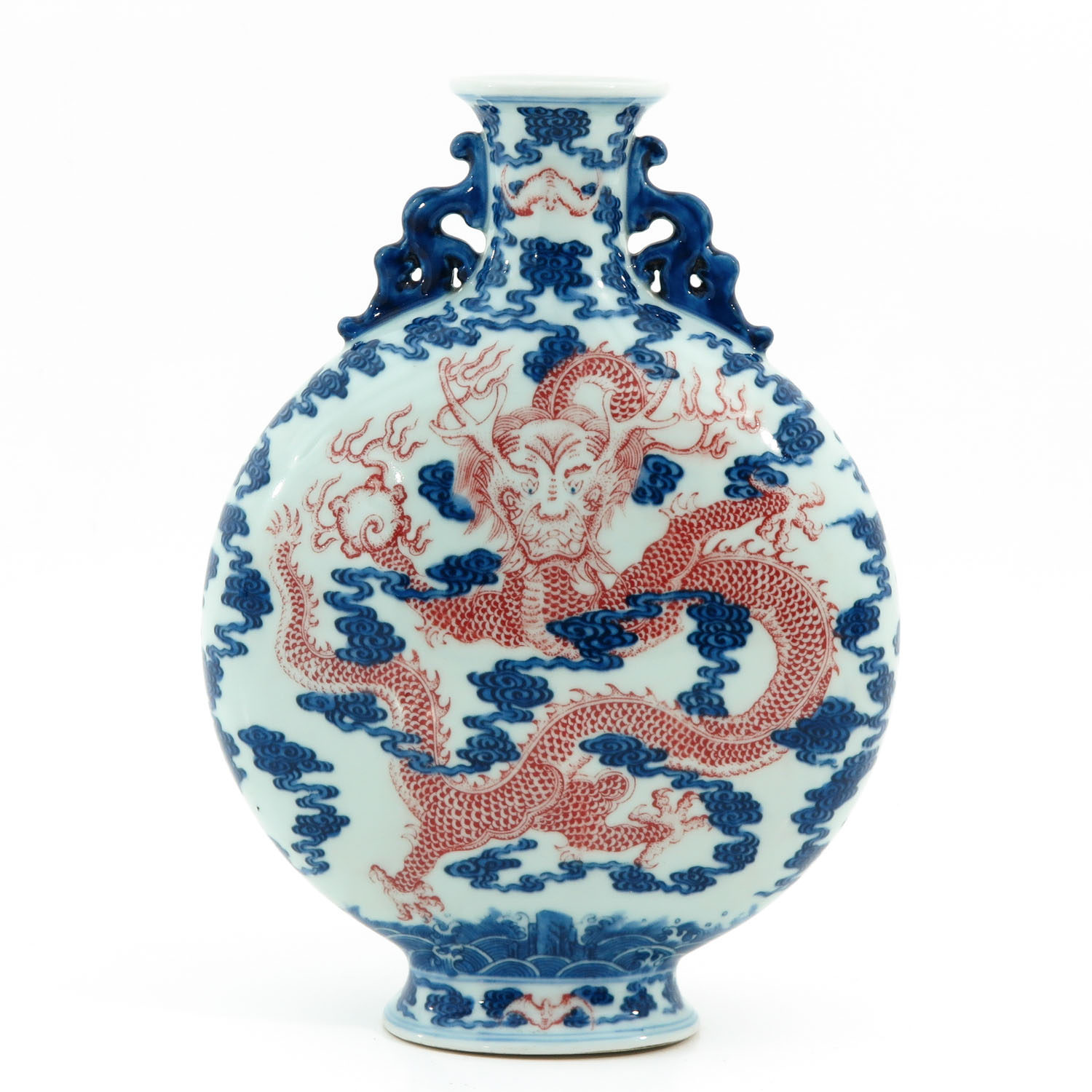 A Blue and Red Moon Bottle Vase