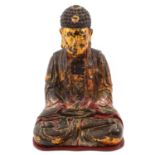 A Carved Wood Buddha Sculpture