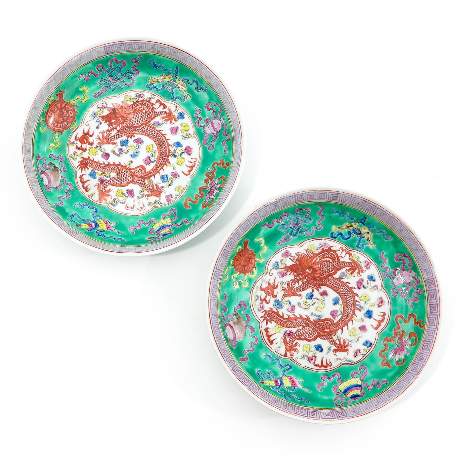 A Pair of Polychrome Decor Plates