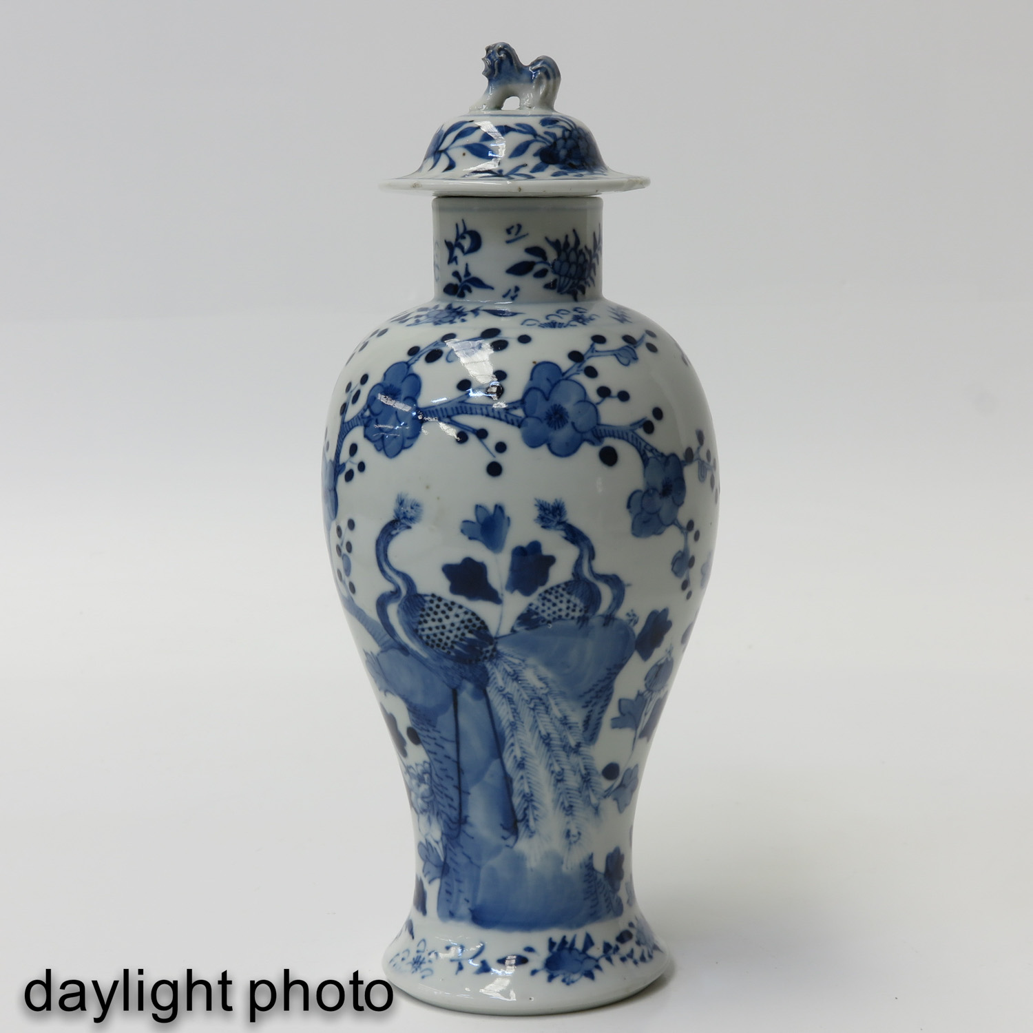 A Pair of Blue and White Covered Vases - Image 7 of 9