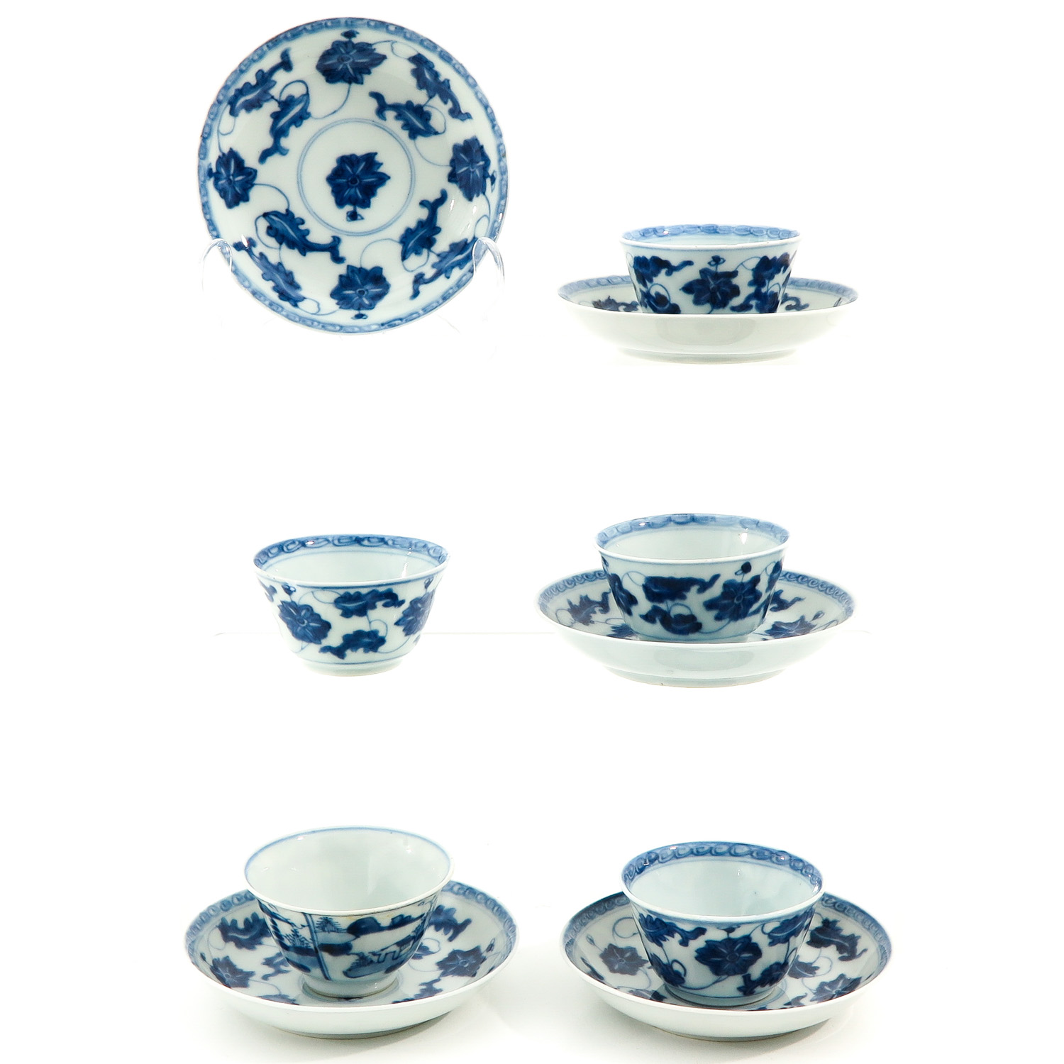 A Set of 5 Cups and Saucers