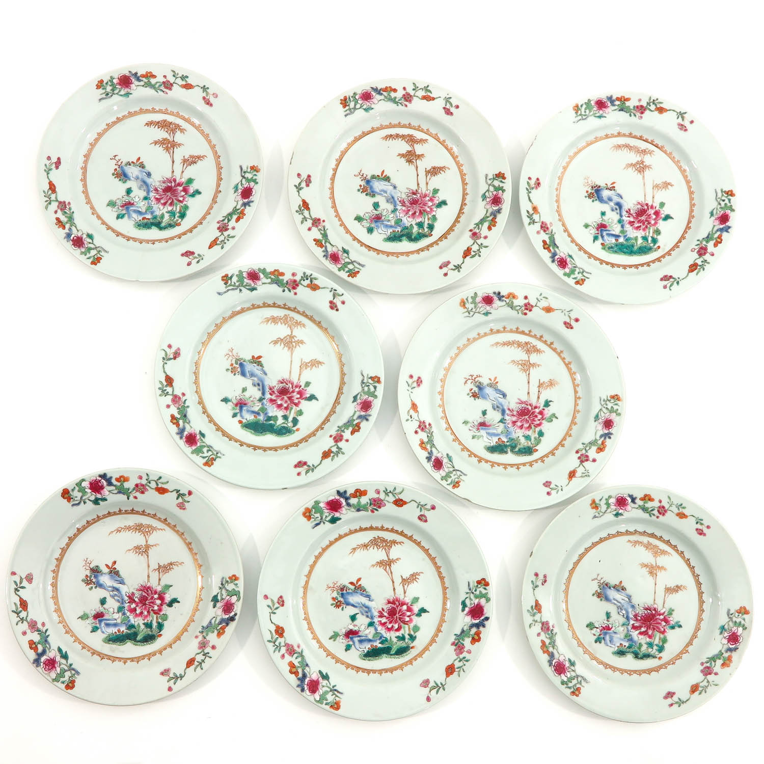 A Series of 8 Famille Rose Plates