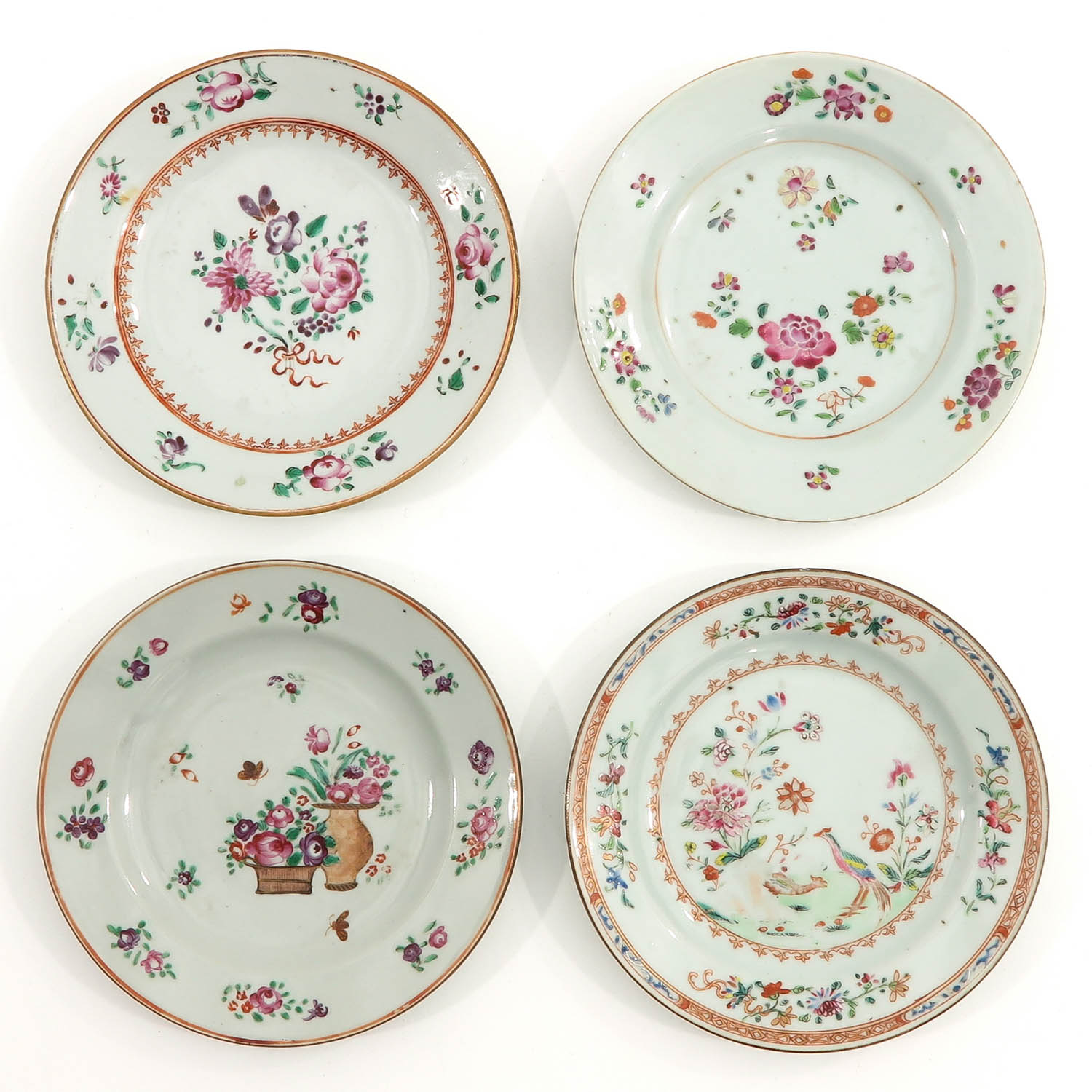 A Series of 4 Famille Rose Plates