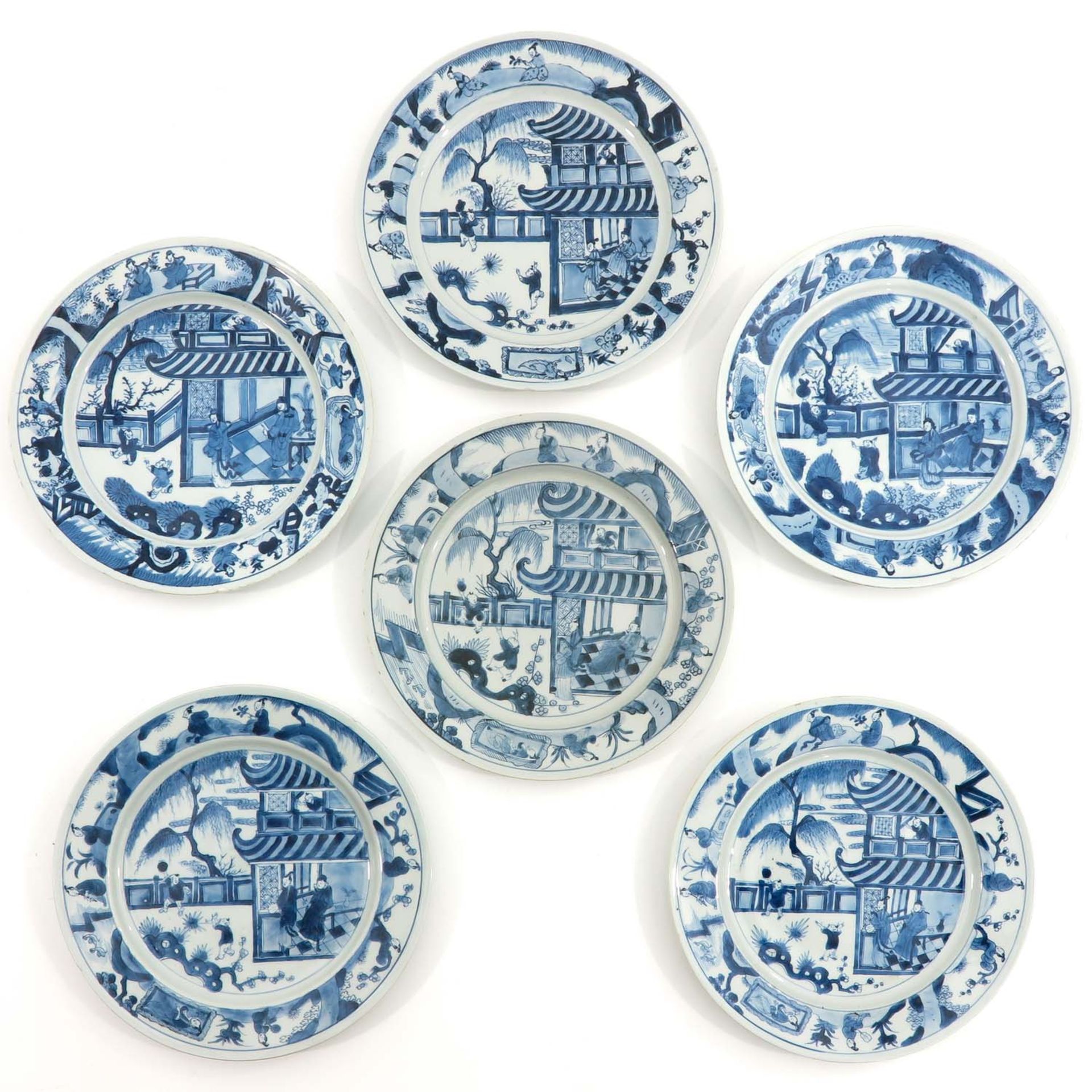 A Series of 6 Blue and White Plates