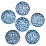 A 6 Piece Blue and White Plate
