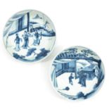 A Pair of Blue and White Plates