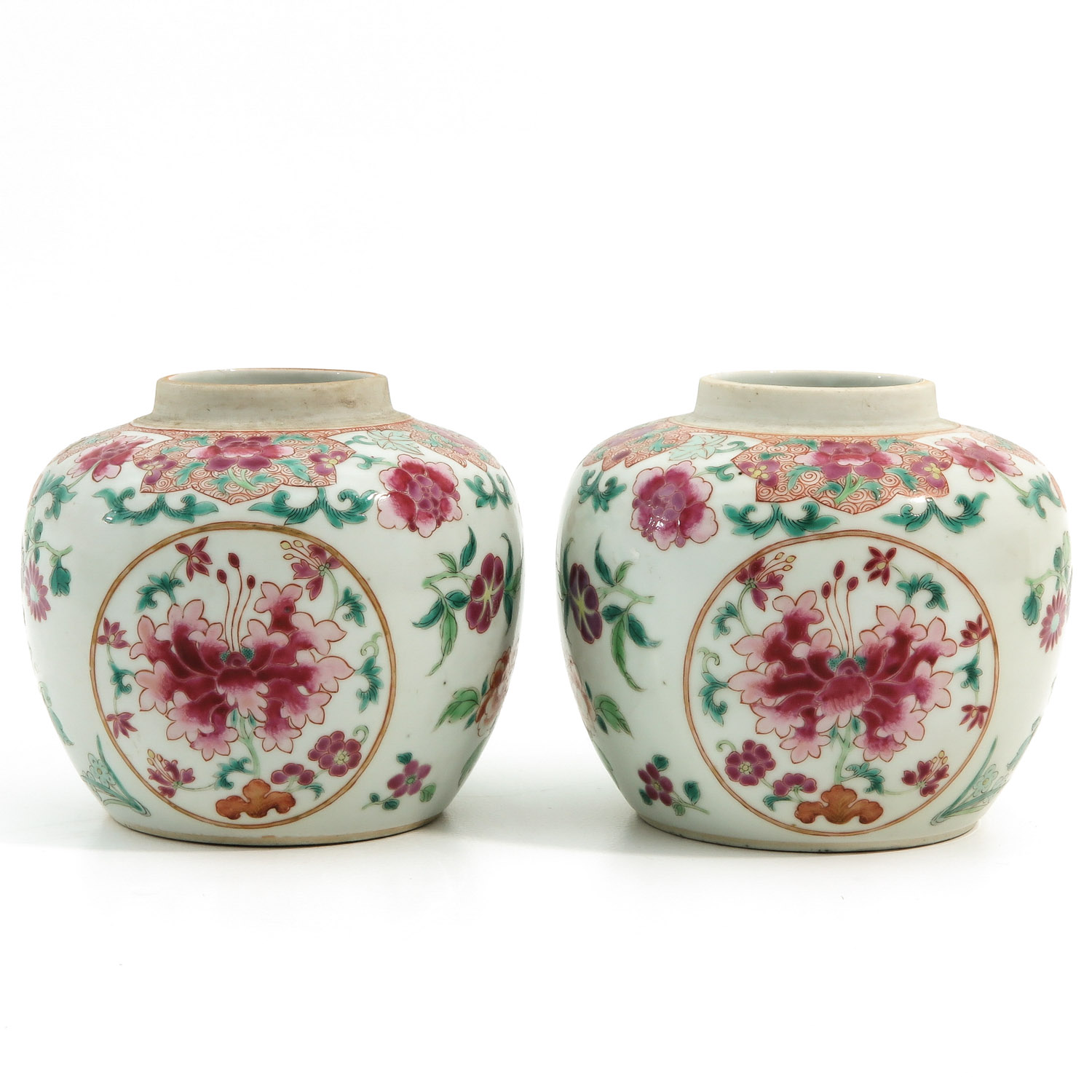 A Pair of Famille Rose Ginger Jars