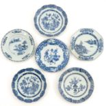 A Set of 6 Blue and White Plates