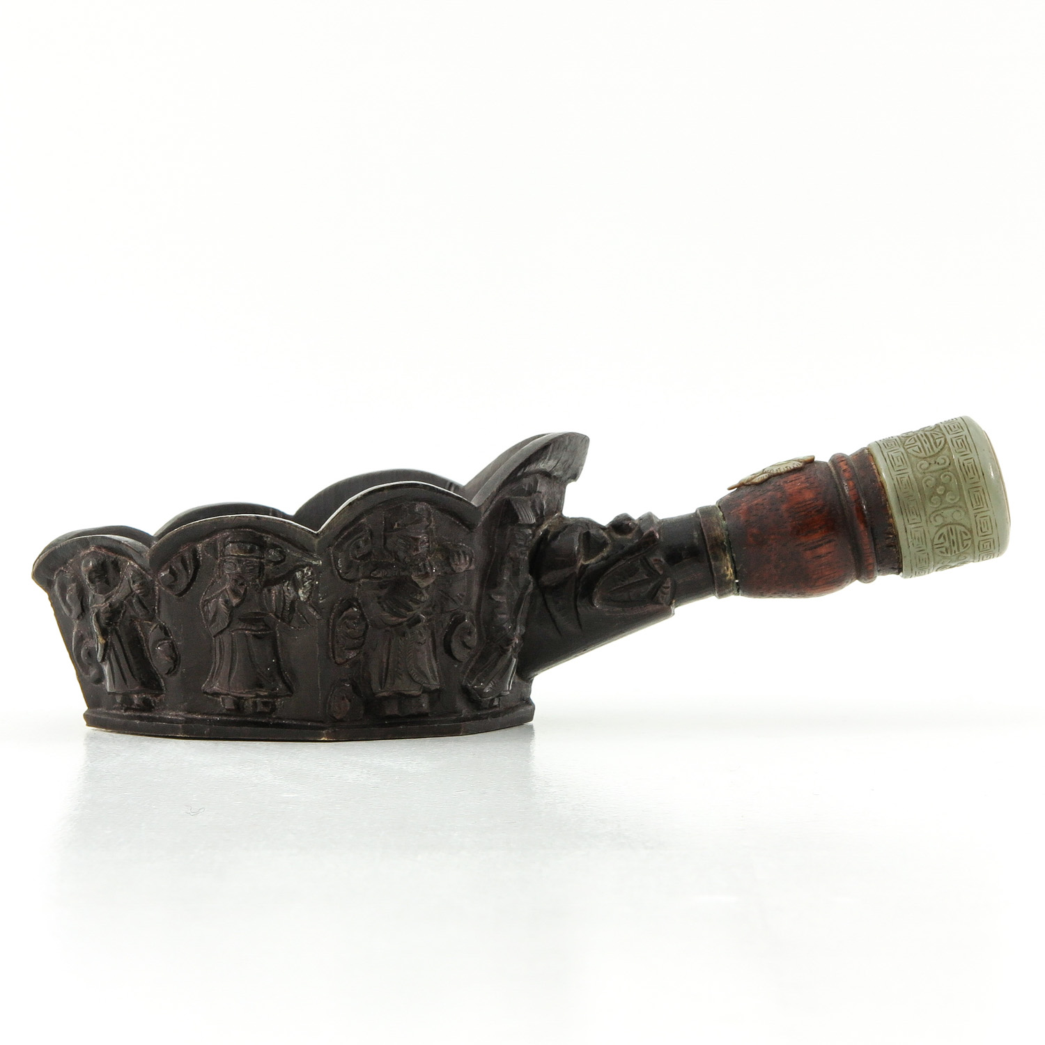 A Bronze Chinese Iron with Jade Handle - Image 4 of 10