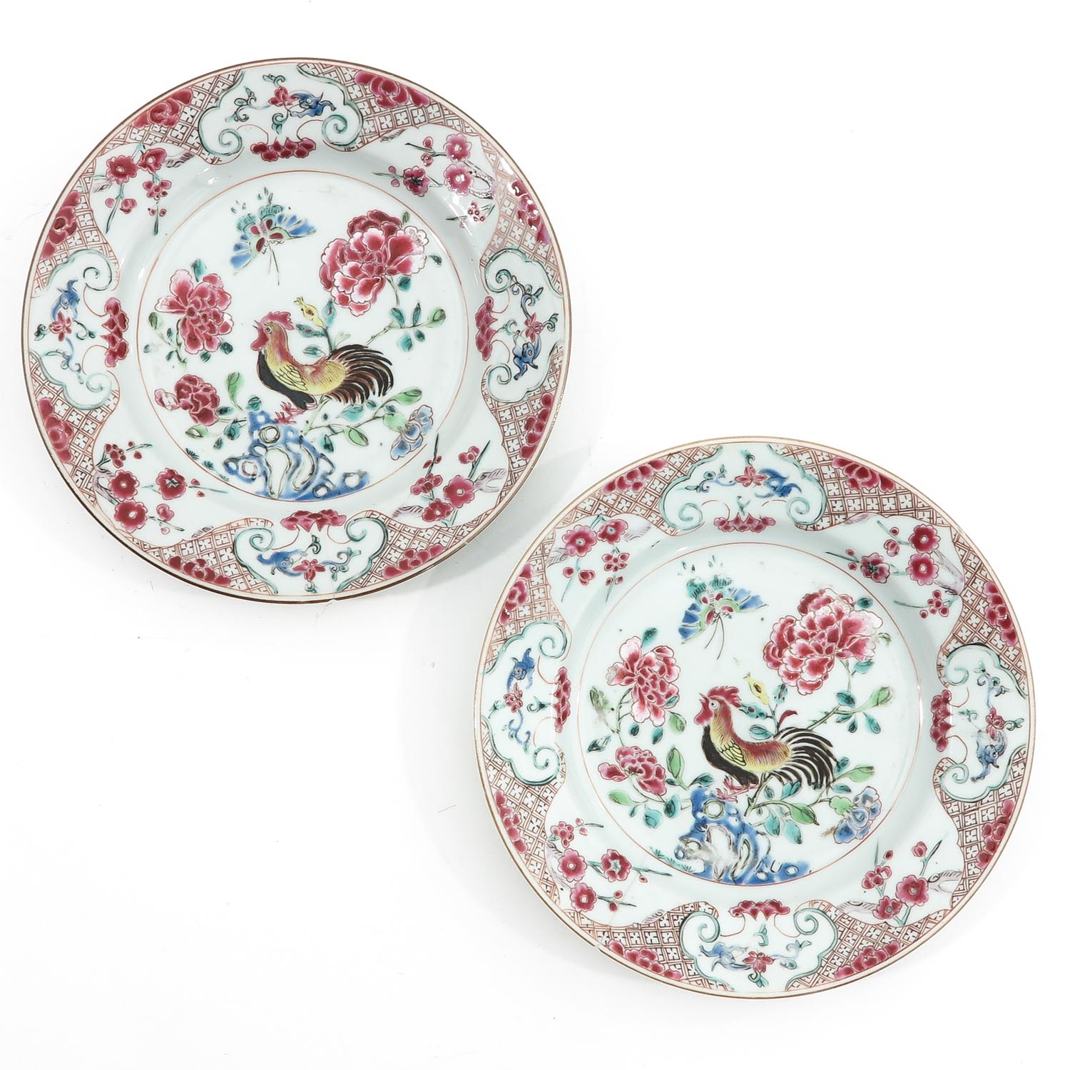 A Pair of Famille Rose Plates