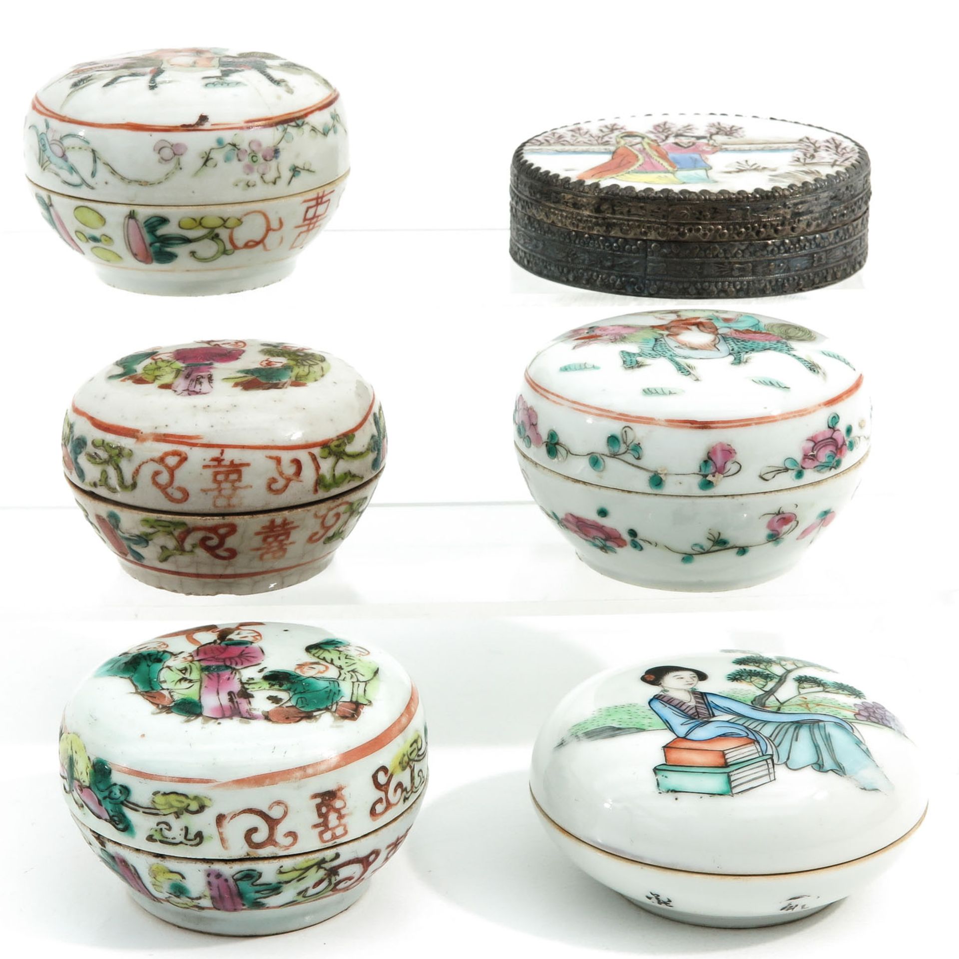 A Colllection of Porcelain Boxes and Covers