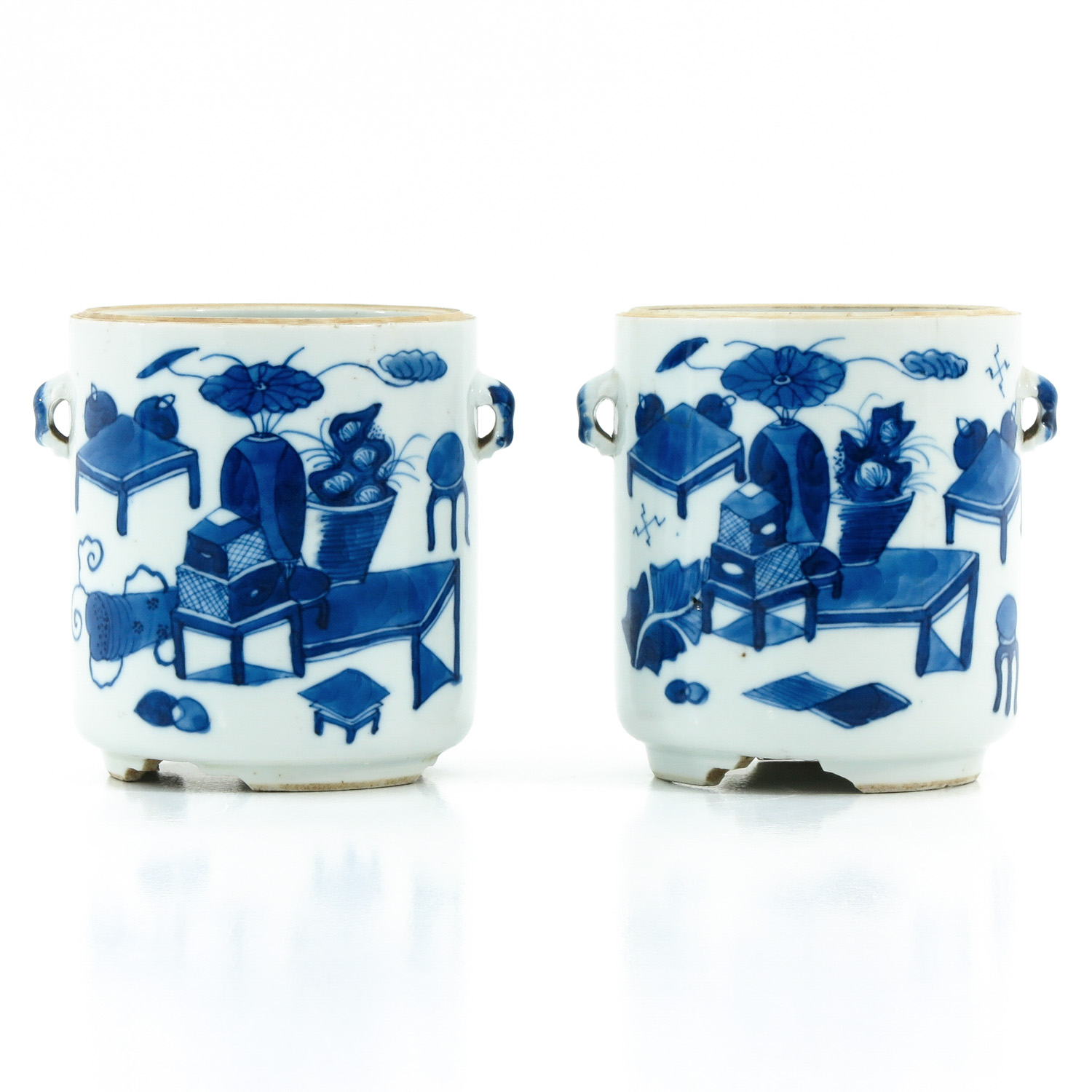 A Pair of Blue and White Jars