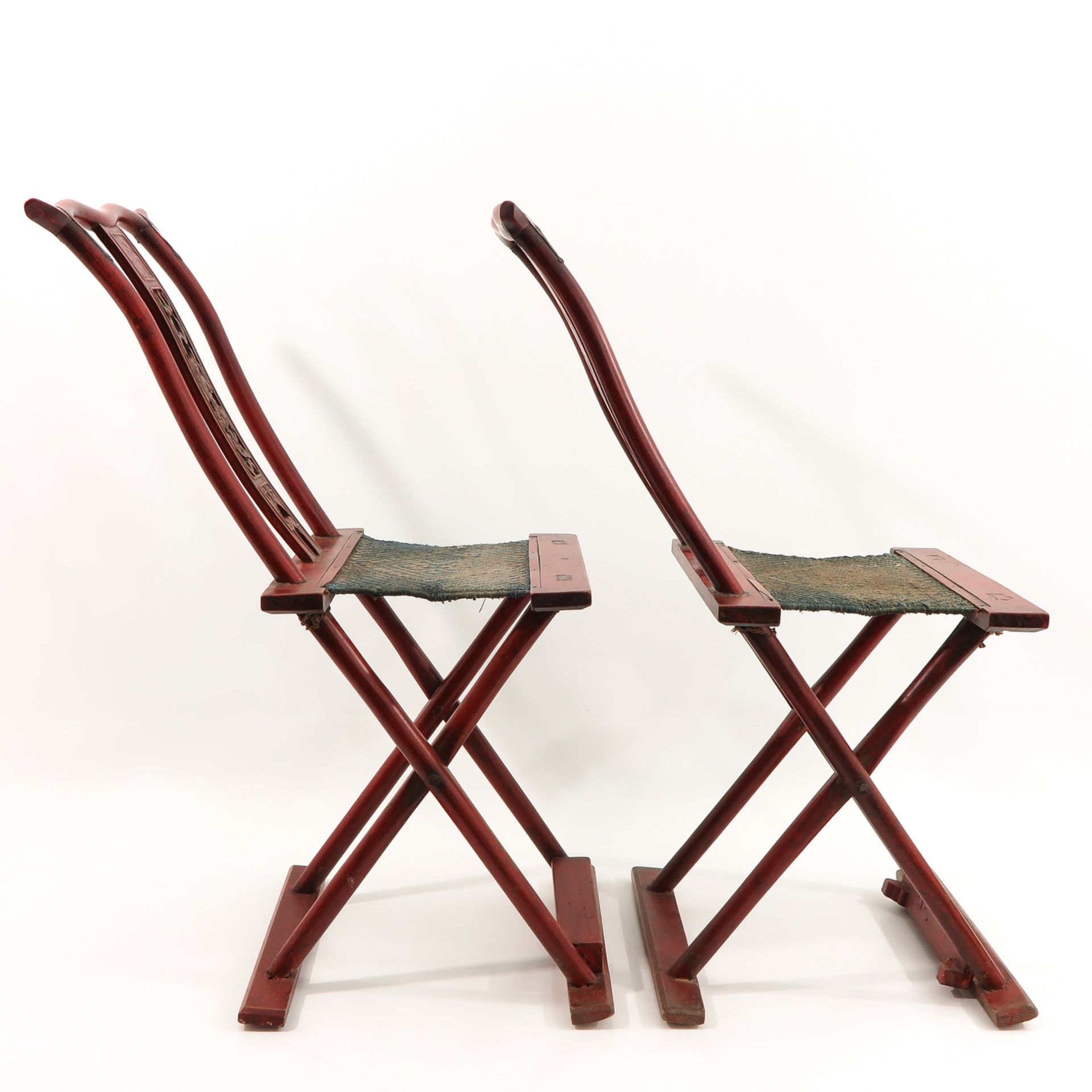 A Pair of Chinese Folding Chairs - Image 4 of 9