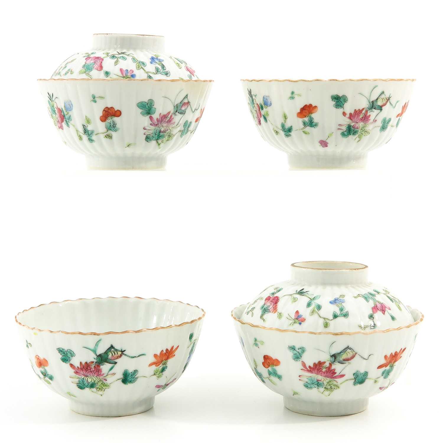 Famille Rose Bowls, Holders, and Covers - Image 4 of 9