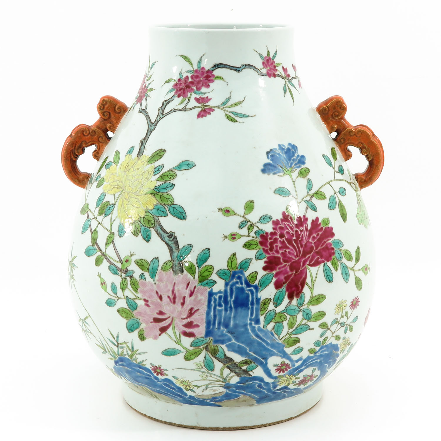 A Famille Rose Hu Vase