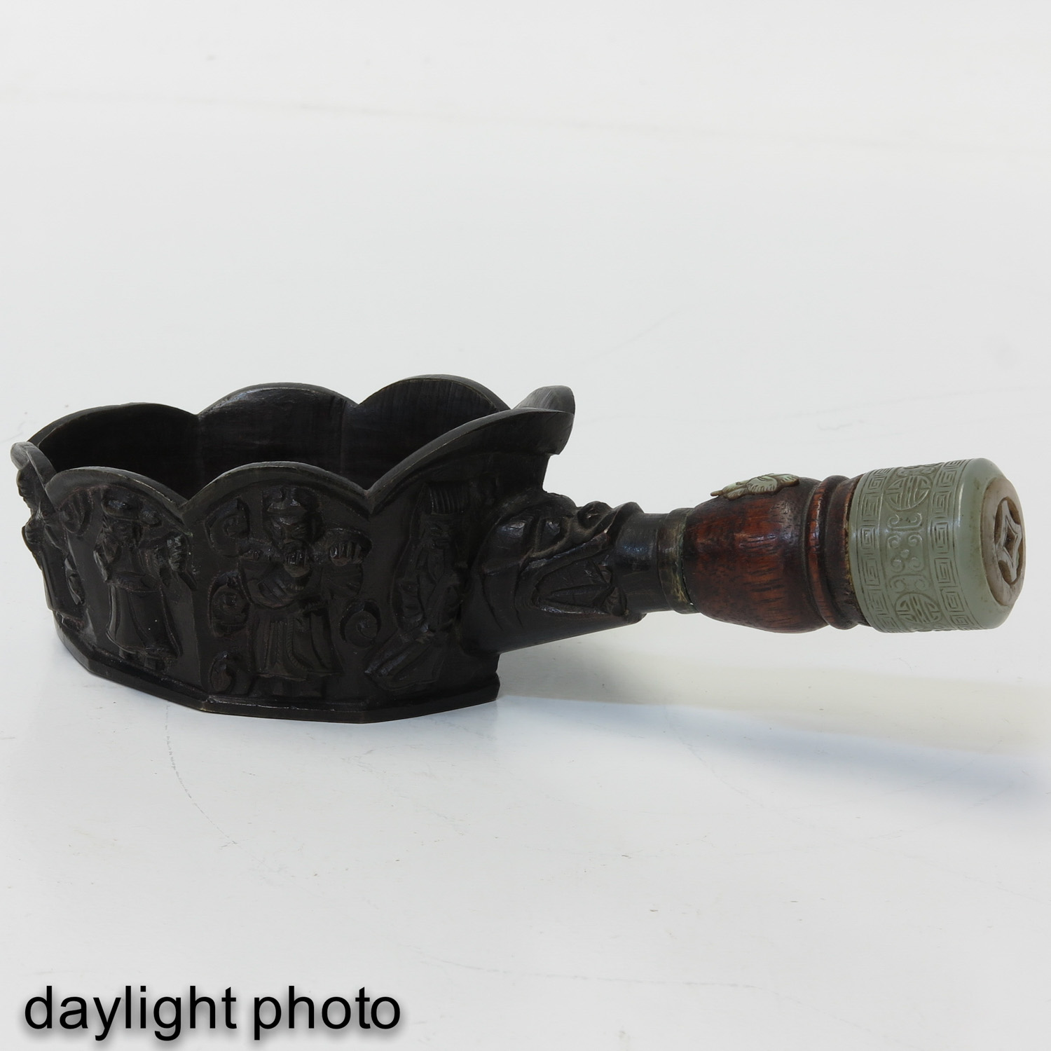 A Bronze Chinese Iron with Jade Handle - Image 7 of 10