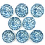 A Series of 8 Blue and White Plates