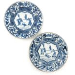 A Pair of Blue and White Plates