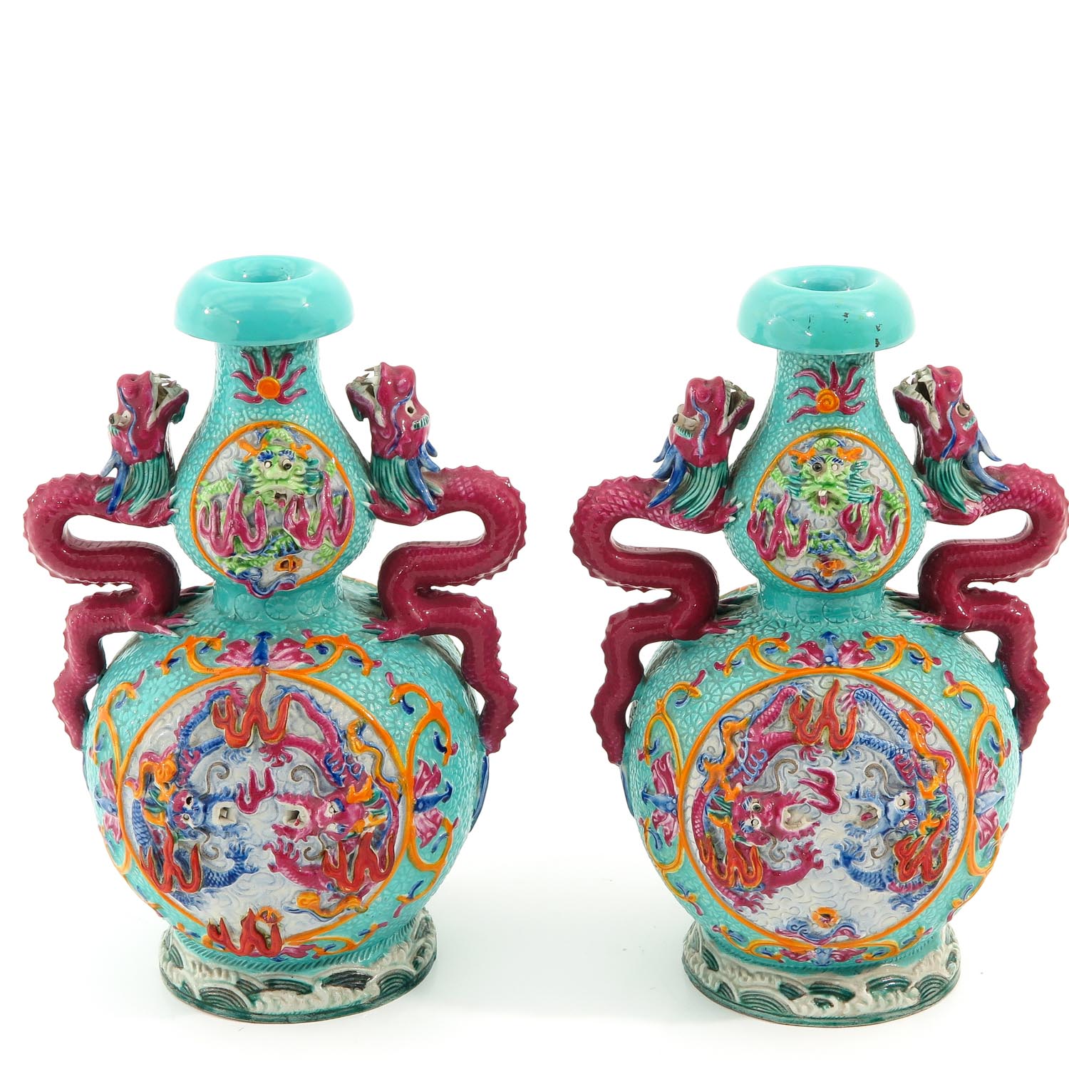 A Pair of Famille Rose Vases