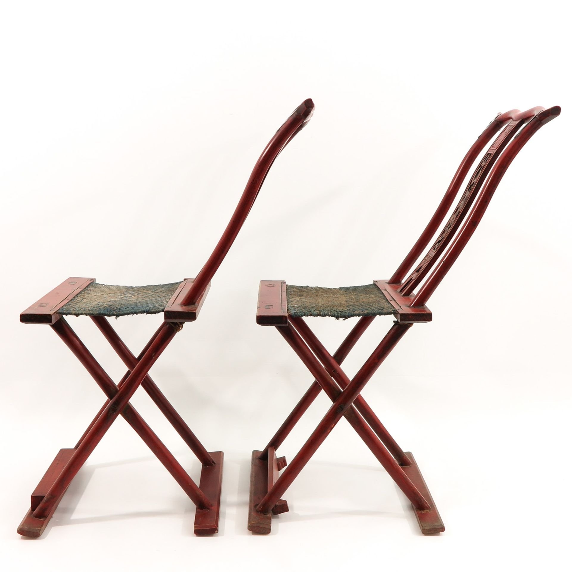 A Pair of Chinese Folding Chairs - Image 2 of 9
