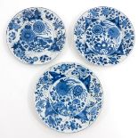 A Lot of 3 Blue and White Plates