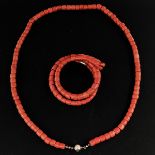 A Red Coral Necklace and Bracelet