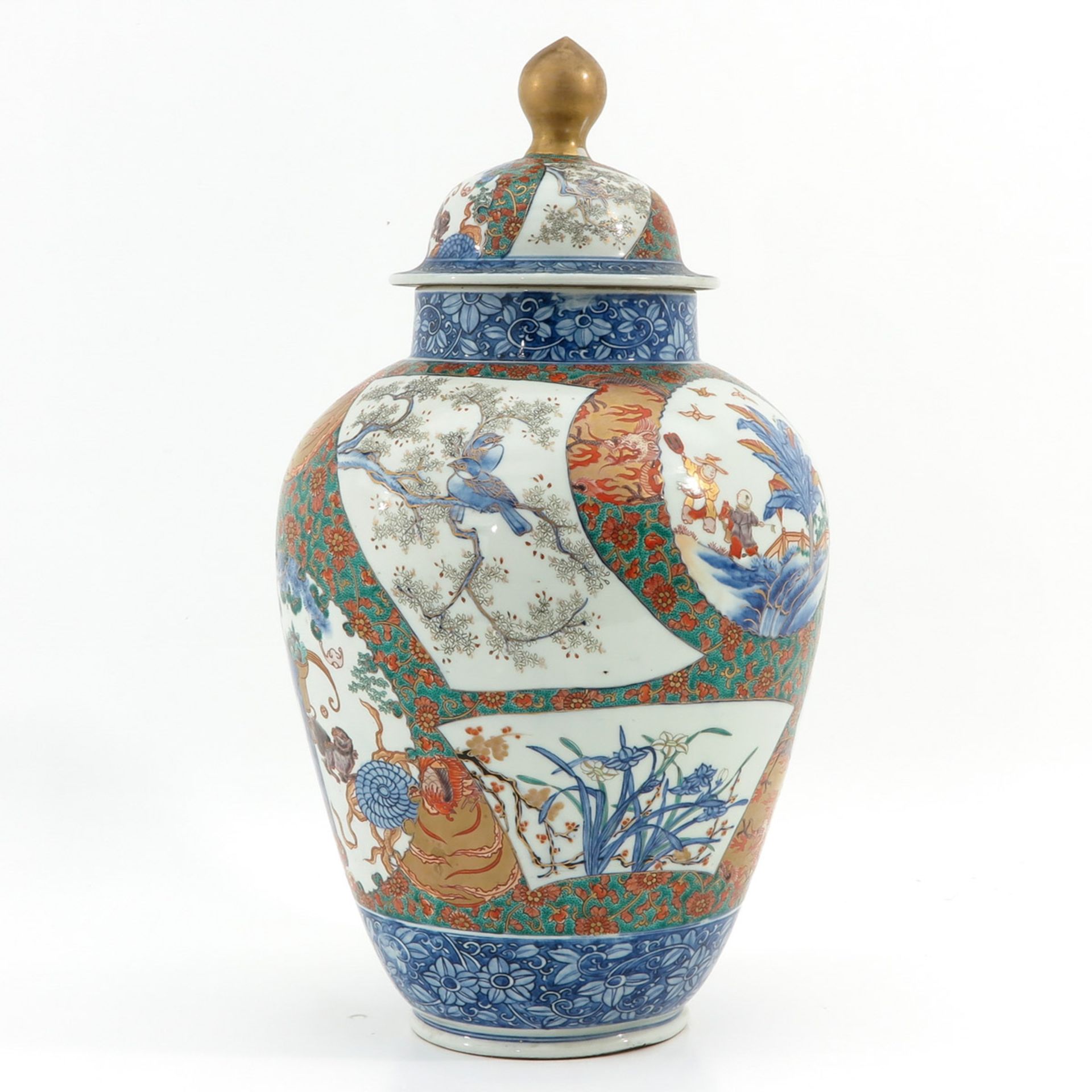 A Polychrome Decor Jar with Cover - Image 2 of 10