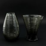 A Lot of 2 Copier Ribbed Vases