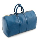 A Louis Vuitton Blue Epi Leather Keepall 45