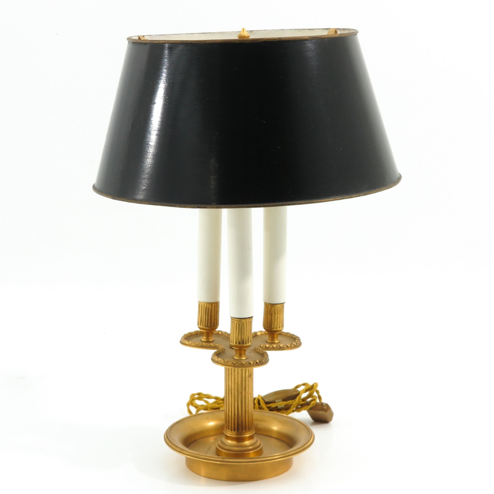 A Table Lamp with Brass Shade