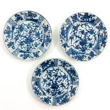 A Series of 3 Blue and White Plates