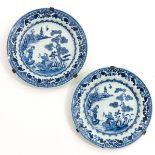 A Pair of Blue and White Plates