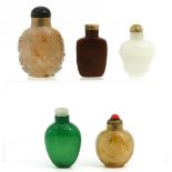 A Collection of 5 Snuff Bottles
