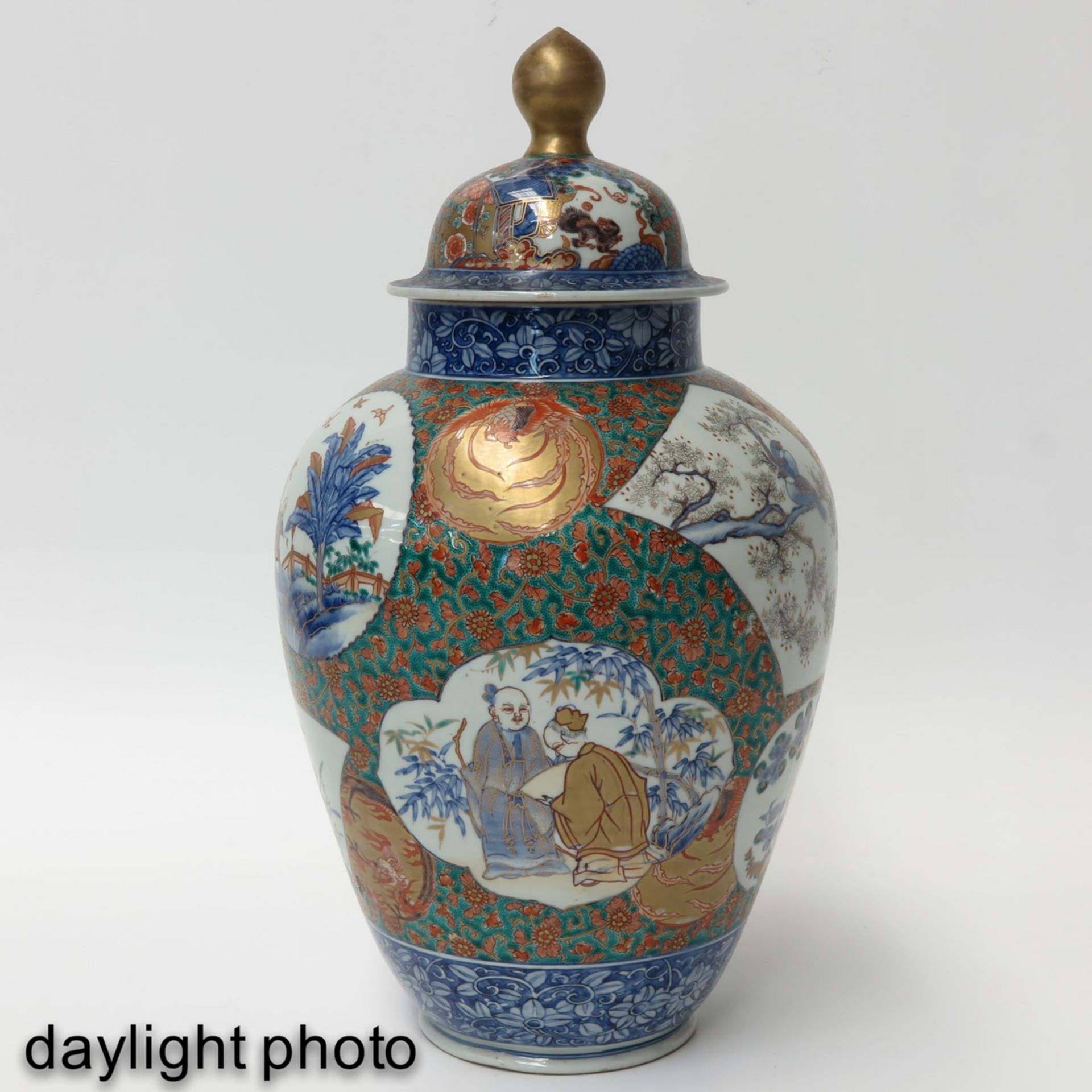 A Polychrome Decor Jar with Cover - Image 7 of 10