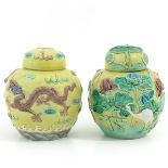 A Pair of Famille Jaune Decor Ginger Jars