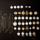 A Collection of Watch Chains and Pocket Watches