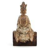 A Carved Wood Quanyin Sculpture