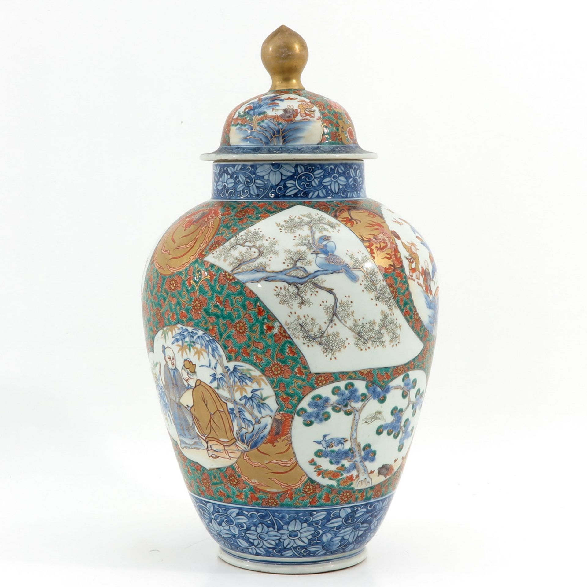 A Polychrome Decor Jar with Cover - Image 4 of 10