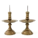 A Pair of Antique Brass Candlesticks