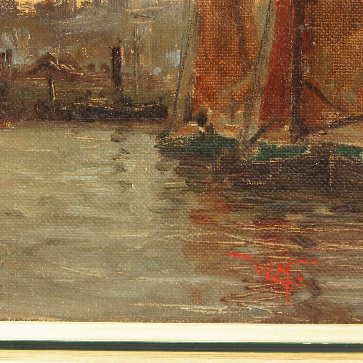 An Oil on Canvas Depicting Harbor View - Image 3 of 5