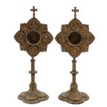 A Pair of 19th Century Brass Relic Holders