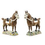 A Pair of 18th Century Delft Horses