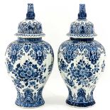 A Pair of BLue and White Vases Marked RAM
