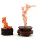 A Lot of 2 Carved Coral Sculptures